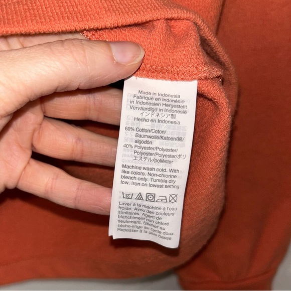 Madewell Women’s Rust Orange Long Sleeve Henley Terrycloth Button Tee Shirt - Picture 3 of 5